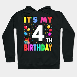 Kids Its My 4Th Birthday 4 Four Happy Birthday Boys Or Girls Hoodie